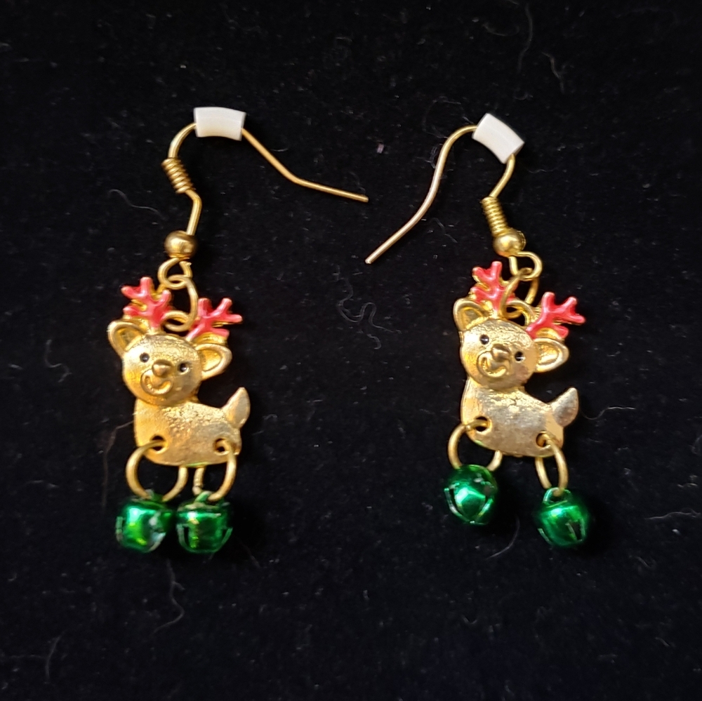 Vintage Christmas reindeer earrings